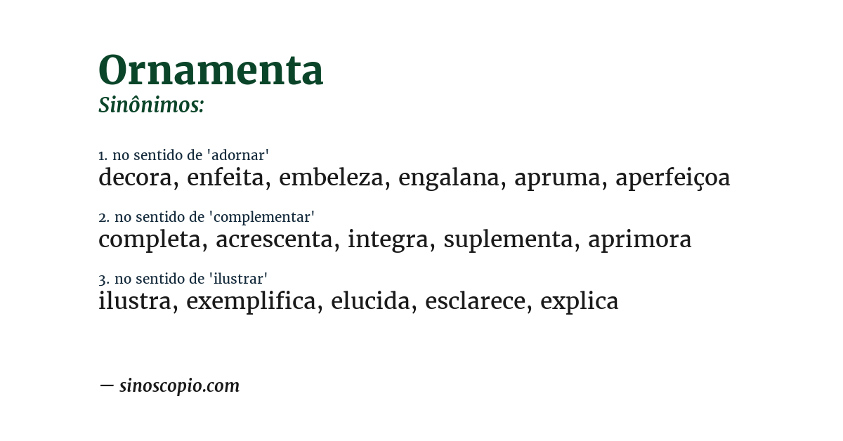 Sinônimo de ornamenta
