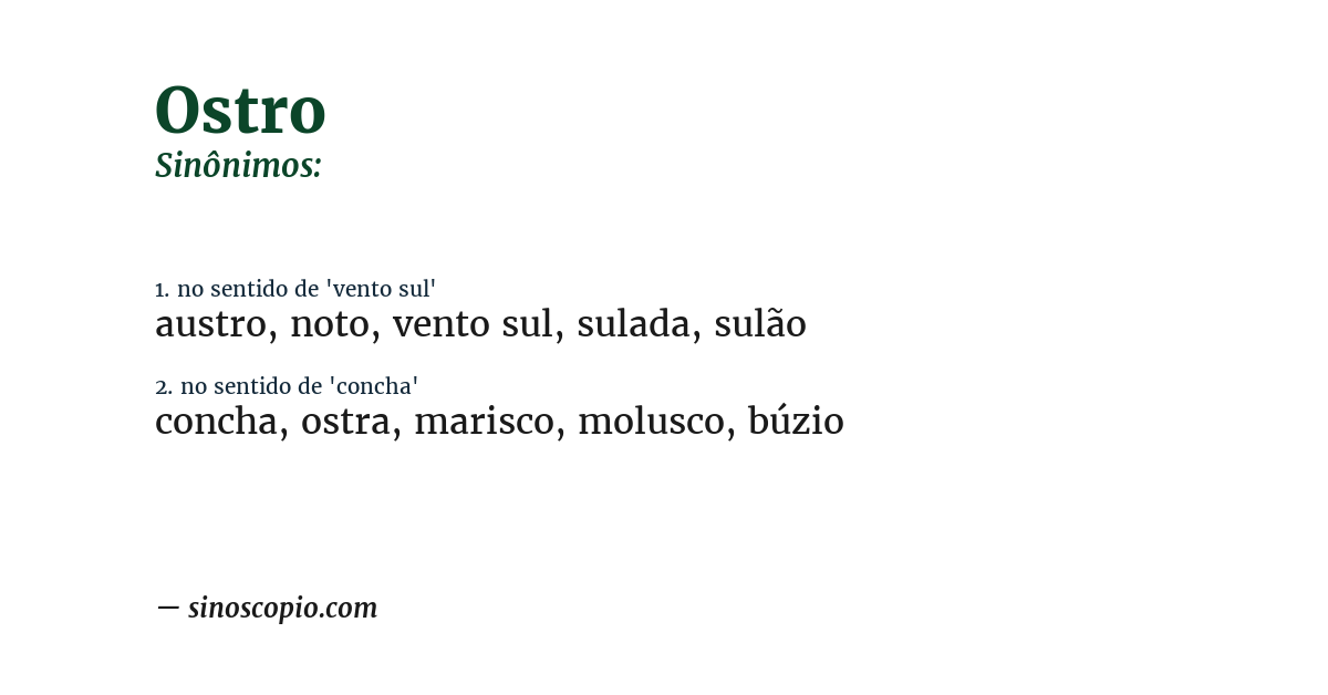 Sinônimo de ostro