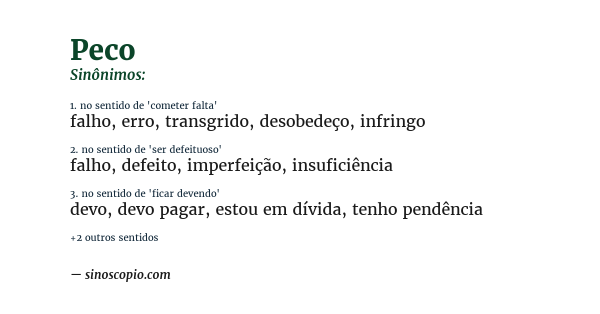 Sinônimo de peco