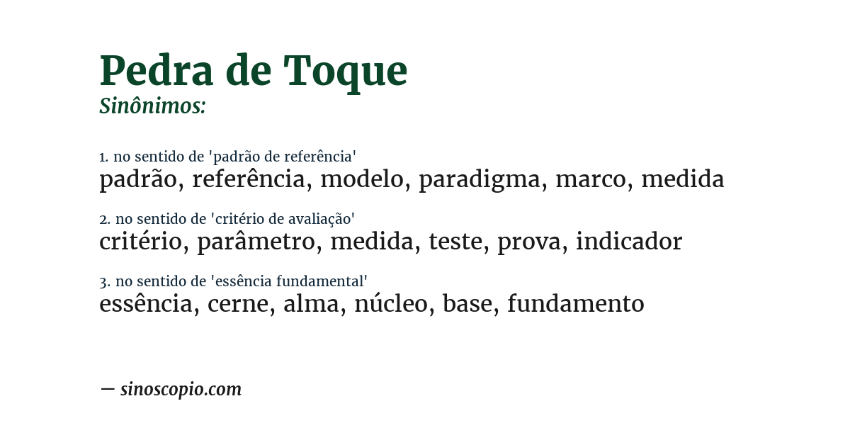 Sinônimo de pedra de toque