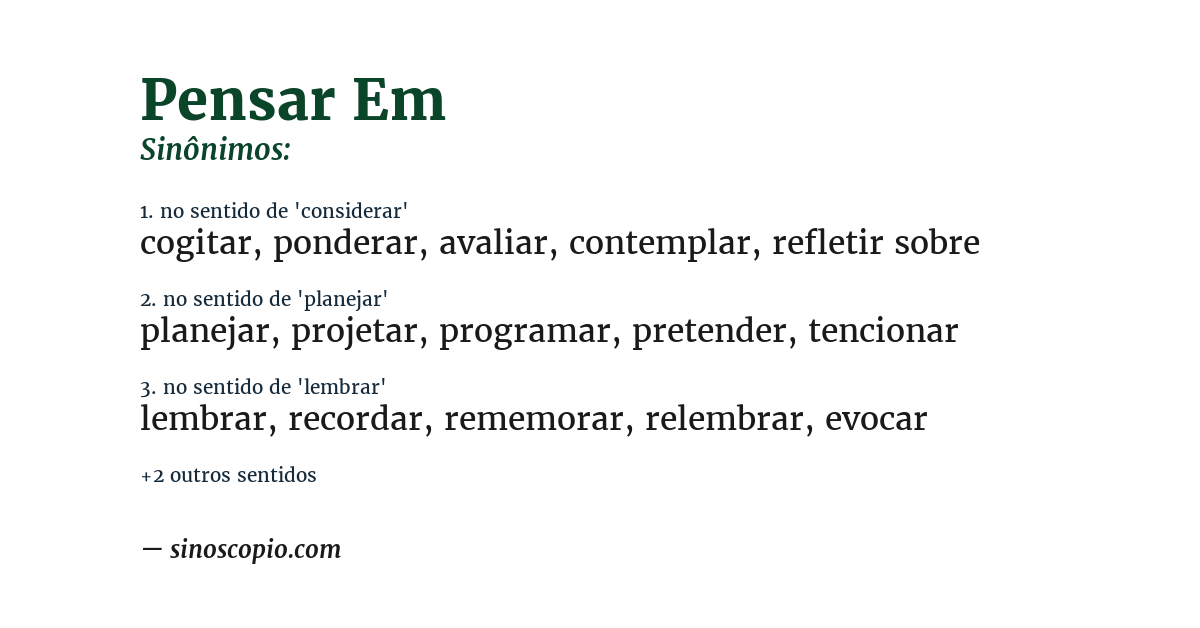 Sinônimo de pensar em