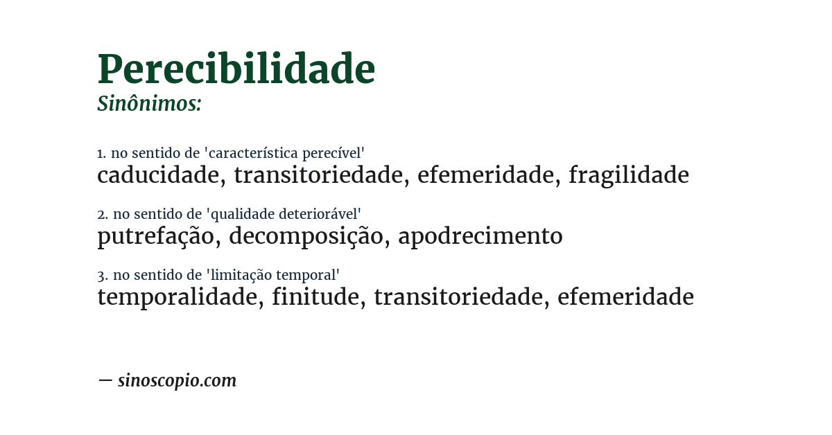 Sinônimo de perecibilidade