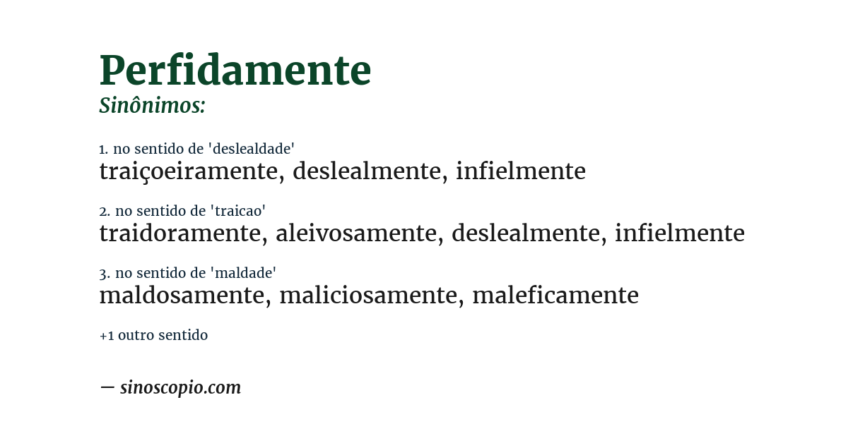 Sinônimo de perfidamente