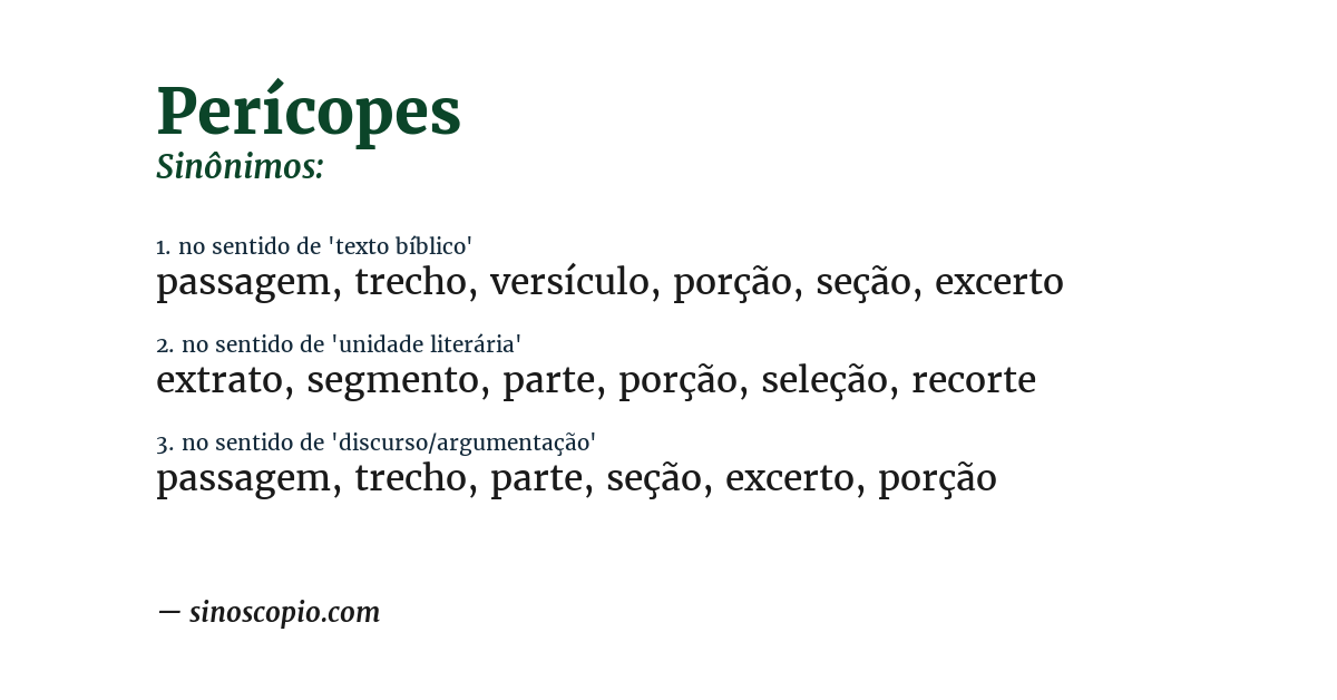 Sinônimo de perícopes
