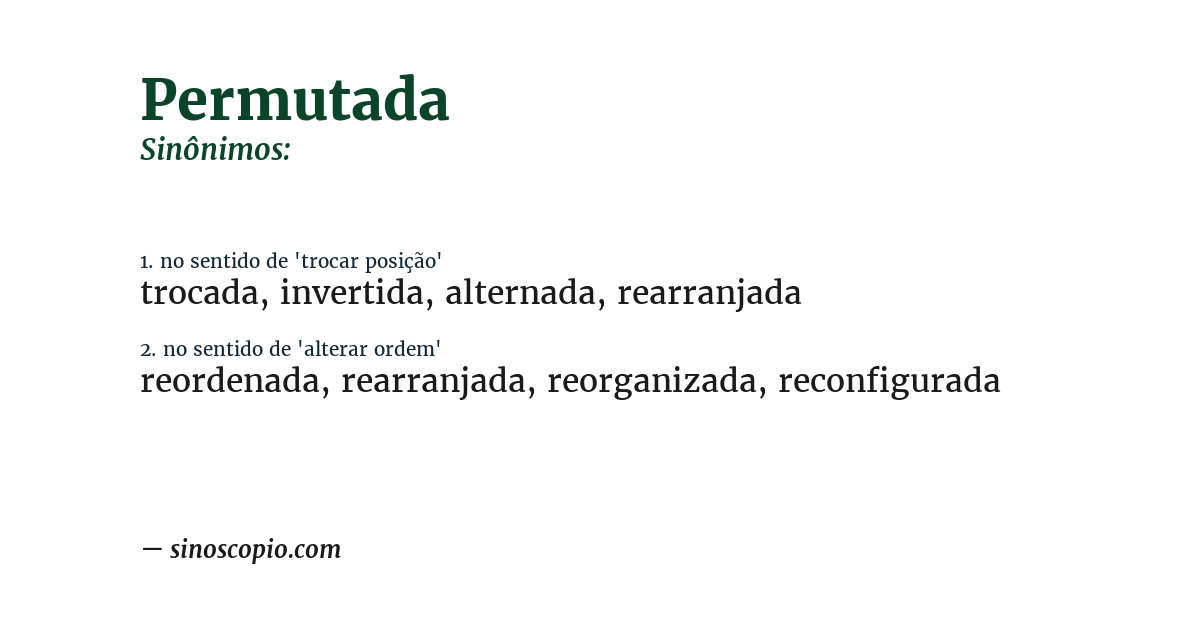 Sinônimo de permutada