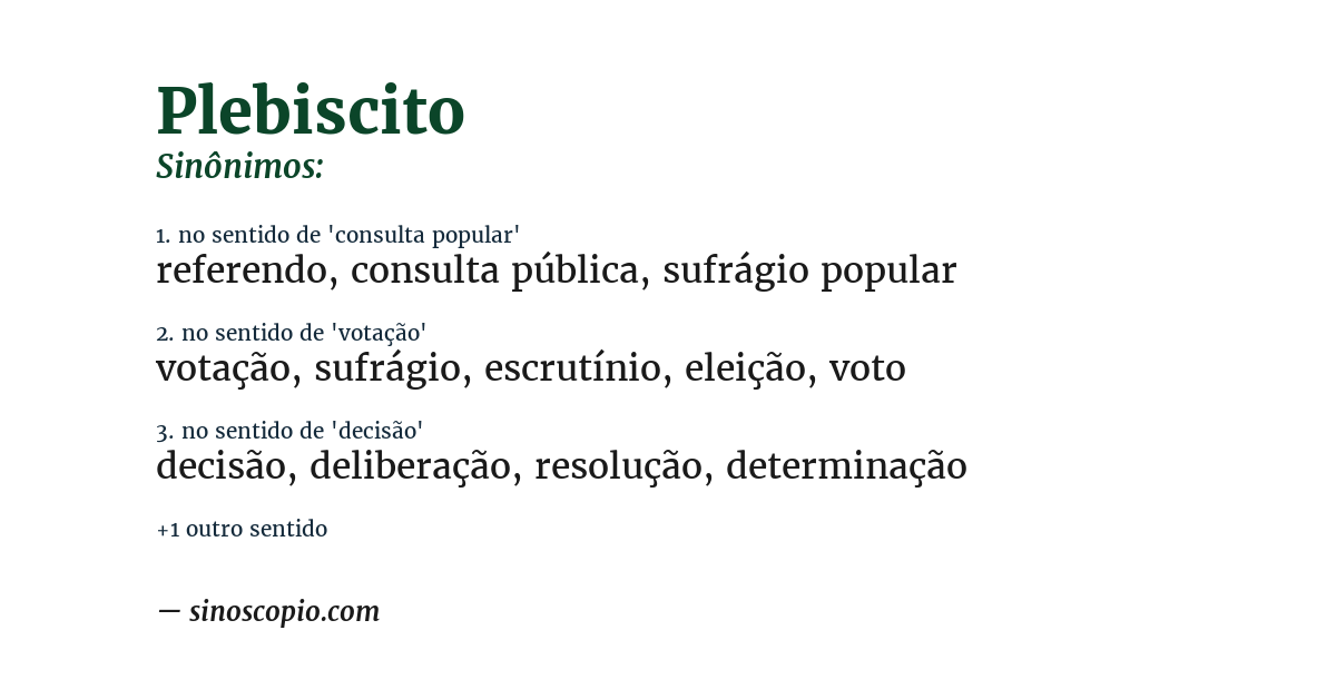 Sinônimo de plebiscito