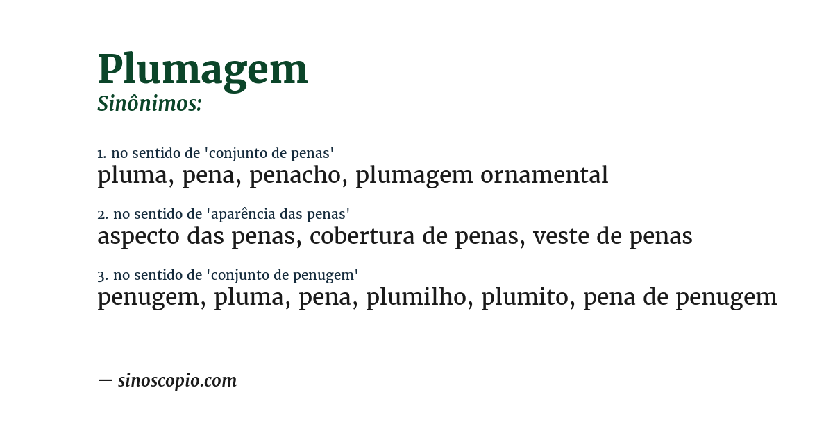 Sinônimo de plumagem