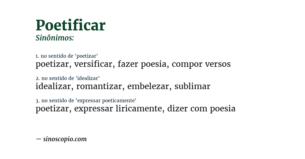 Sinônimo de poetificar