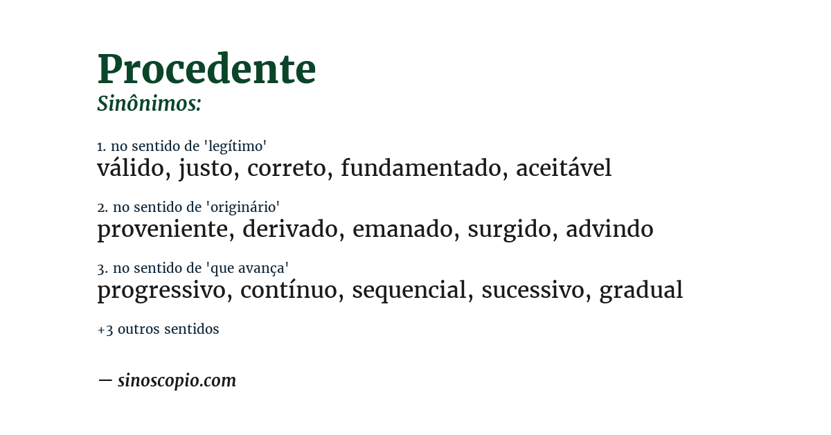 Sinônimo de procedente