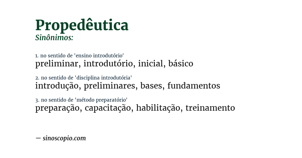 Sinônimo de propedêutica