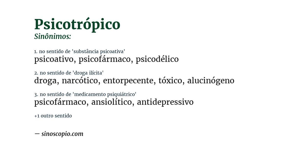 Sinônimo de psicotrópico