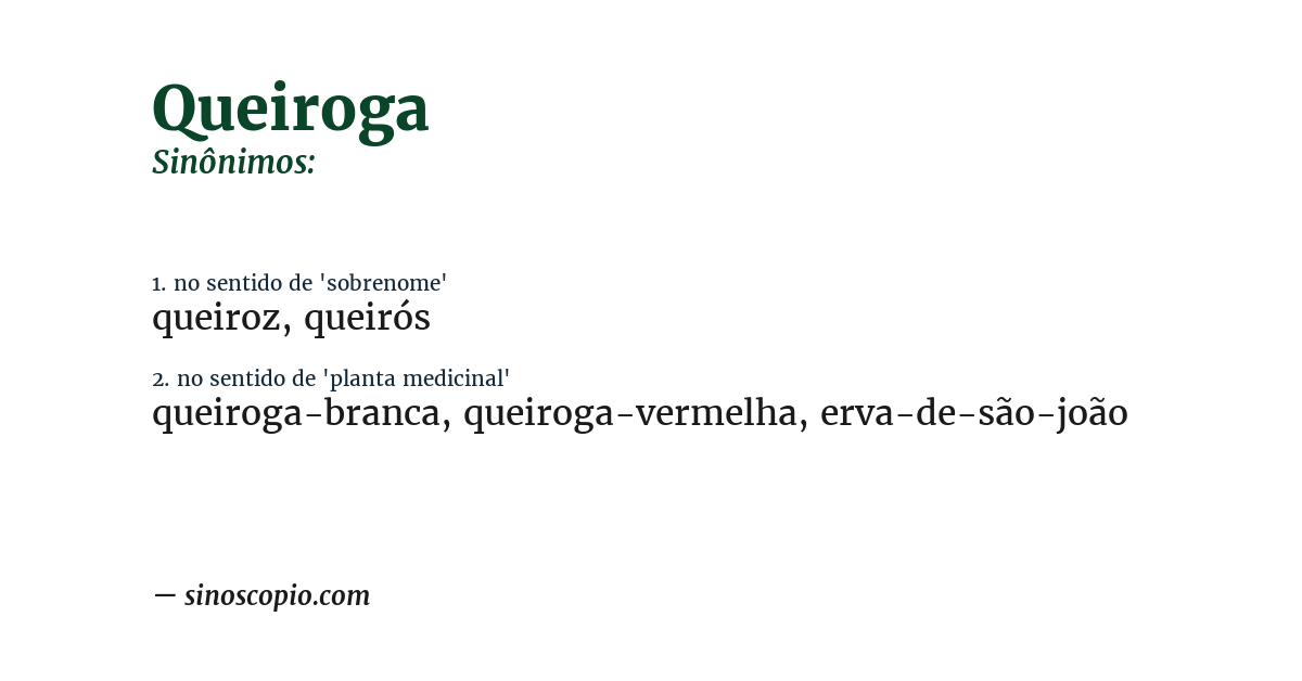 Sinônimo de queiroga