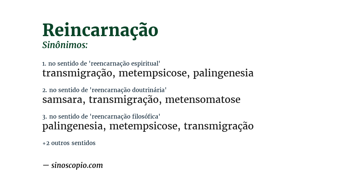 Sinônimo de reincarnação