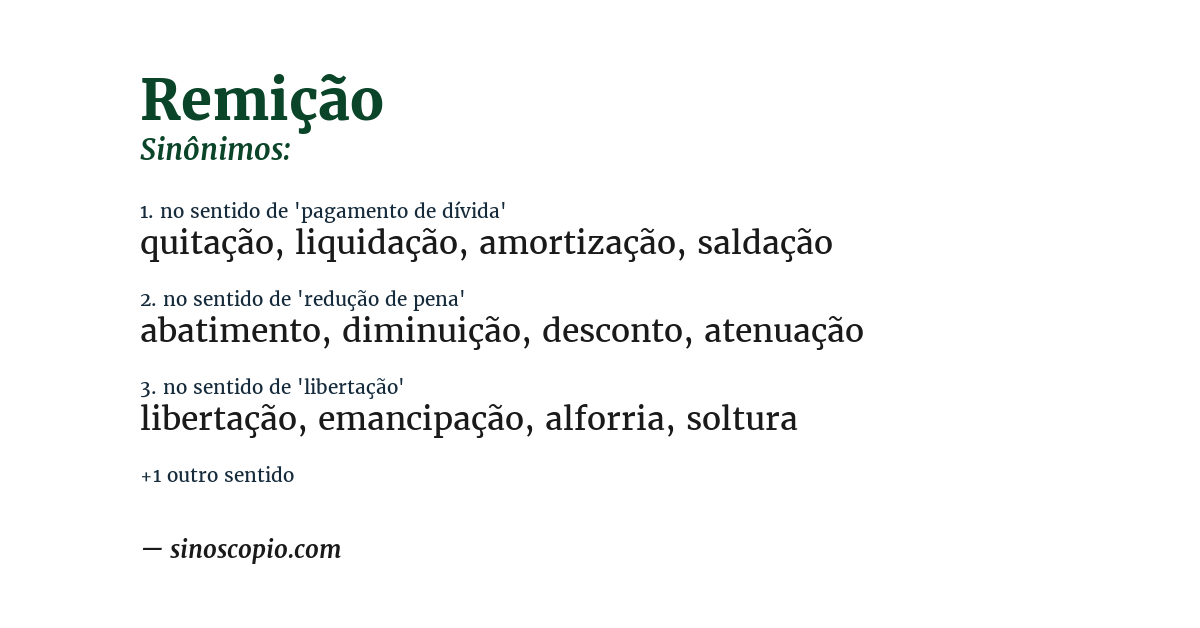 Sinônimo de remição