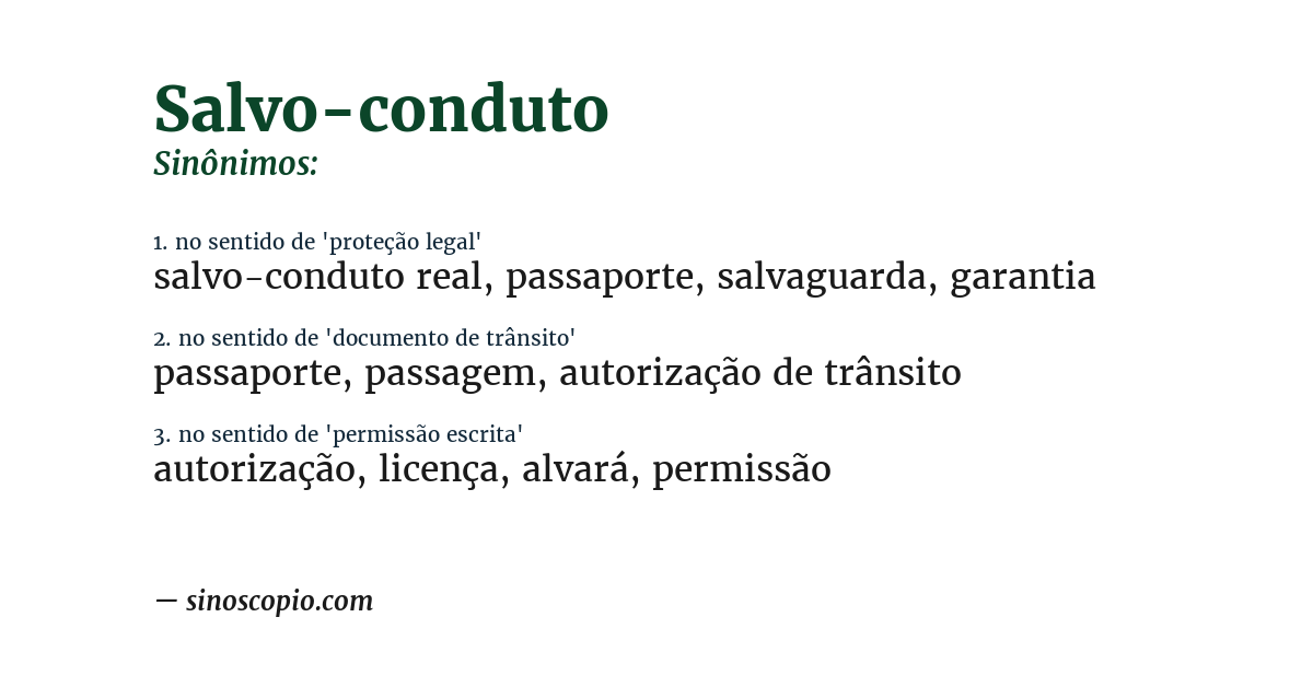Sinônimo de salvo-conduto