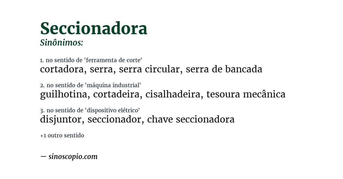 Sinônimo de seccionadora