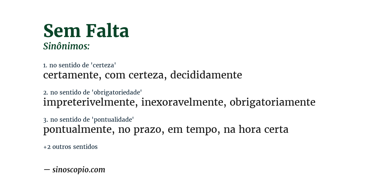 Sinônimo de sem falta