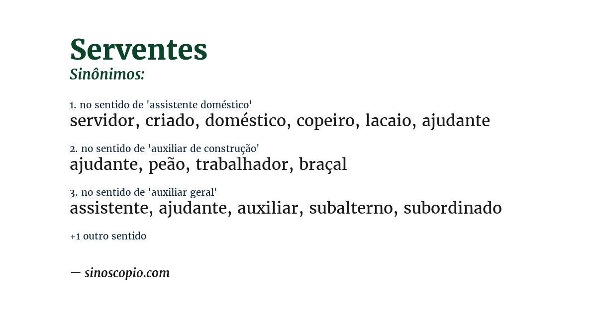 Sinônimo de serventes