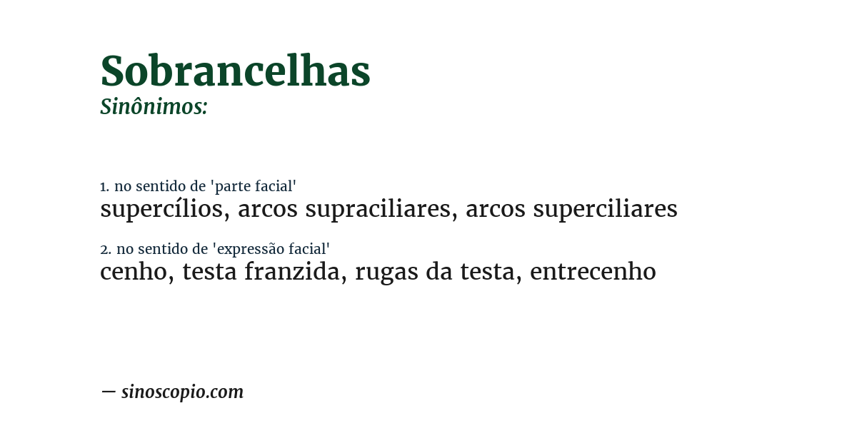 Sinônimo de sobrancelhas