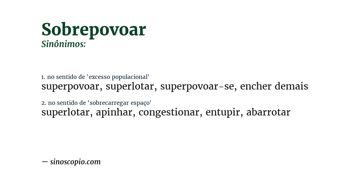 Sinônimo de sobrepovoar