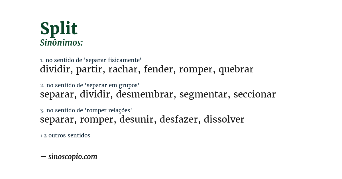 Sinônimo de split