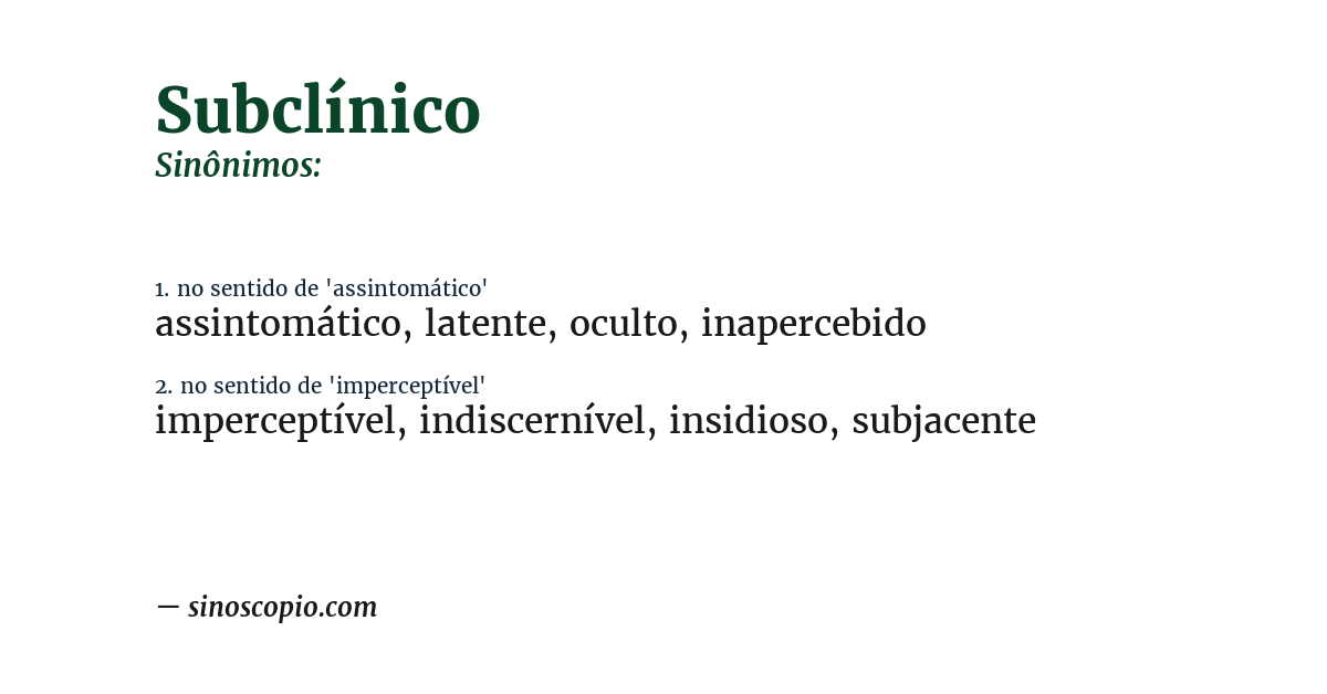 Sinônimo de subclínico