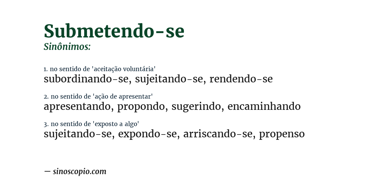 Sinônimo de submetendo-se