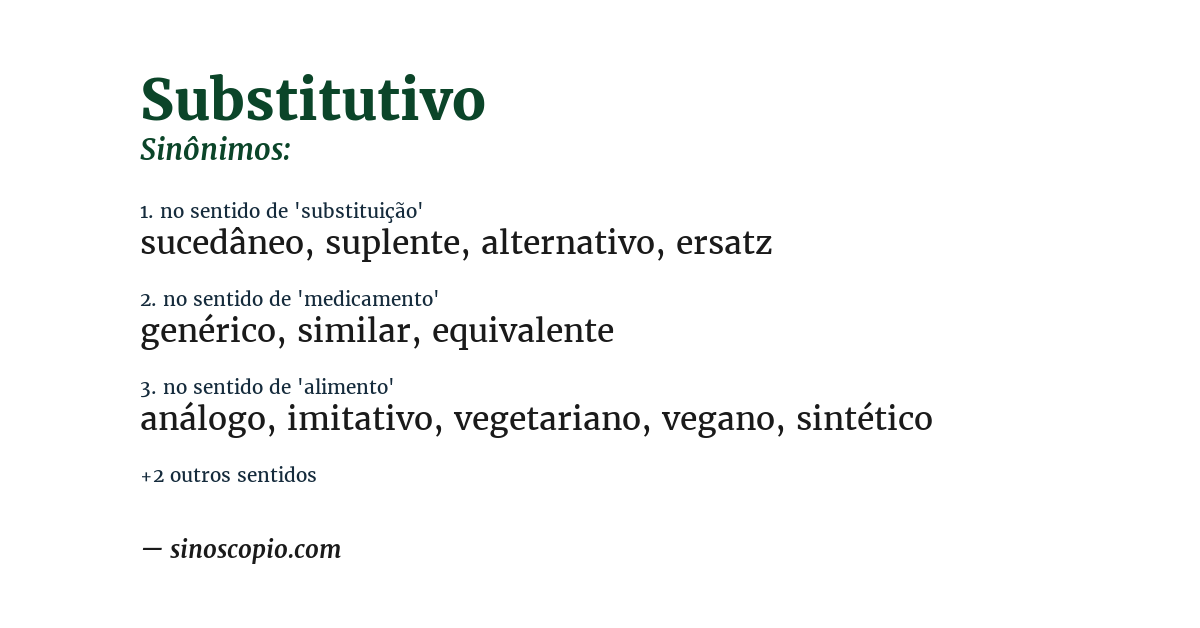 Sinônimo de substitutivo