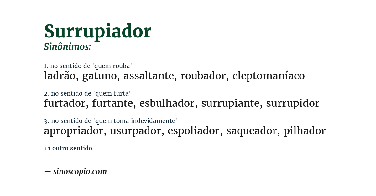 Sinônimo de surrupiador