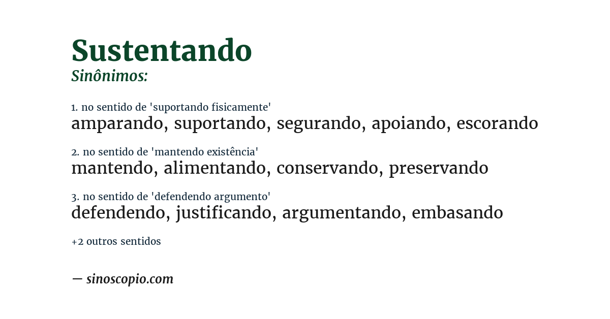 Sinônimo de sustentando