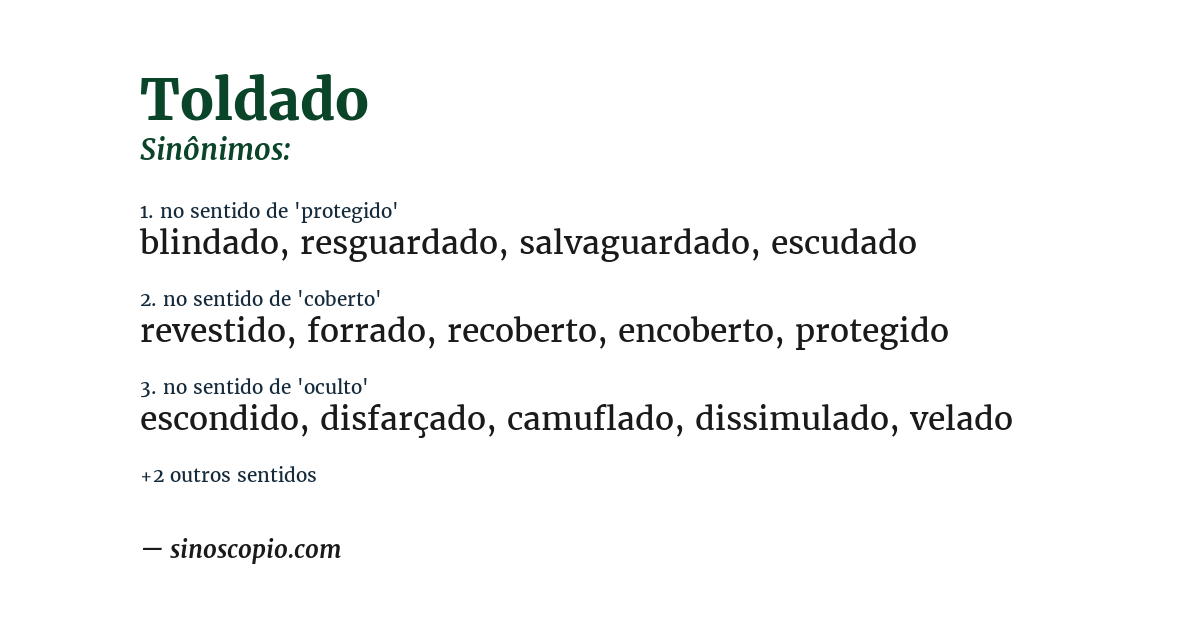 Sinônimo de toldado