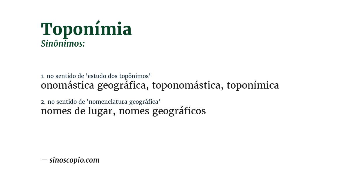 Sinônimo de toponímia