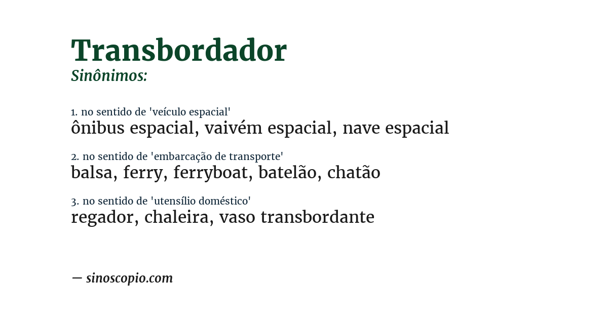 Sinônimo de transbordador