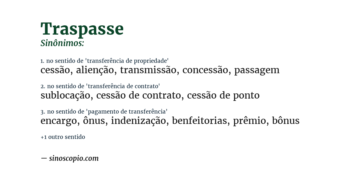 Sinônimo de traspasse