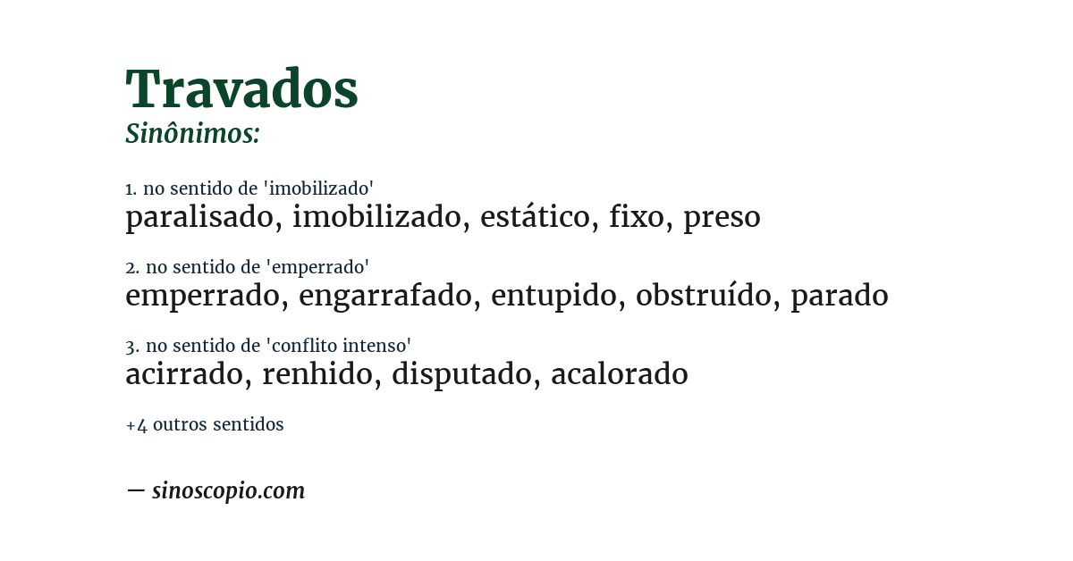 Sinônimo de travados