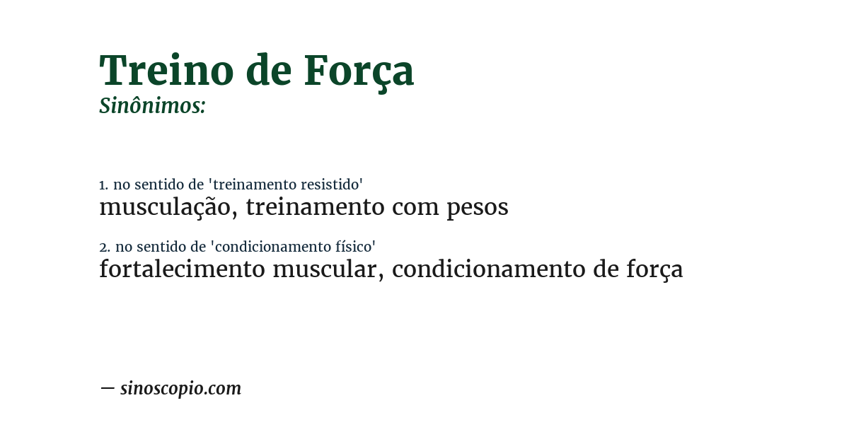 Sinônimo de treino de força