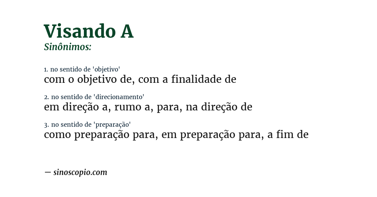 Sinônimo de visando a