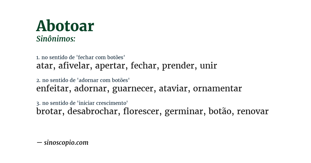 Sinônimo de abotoar