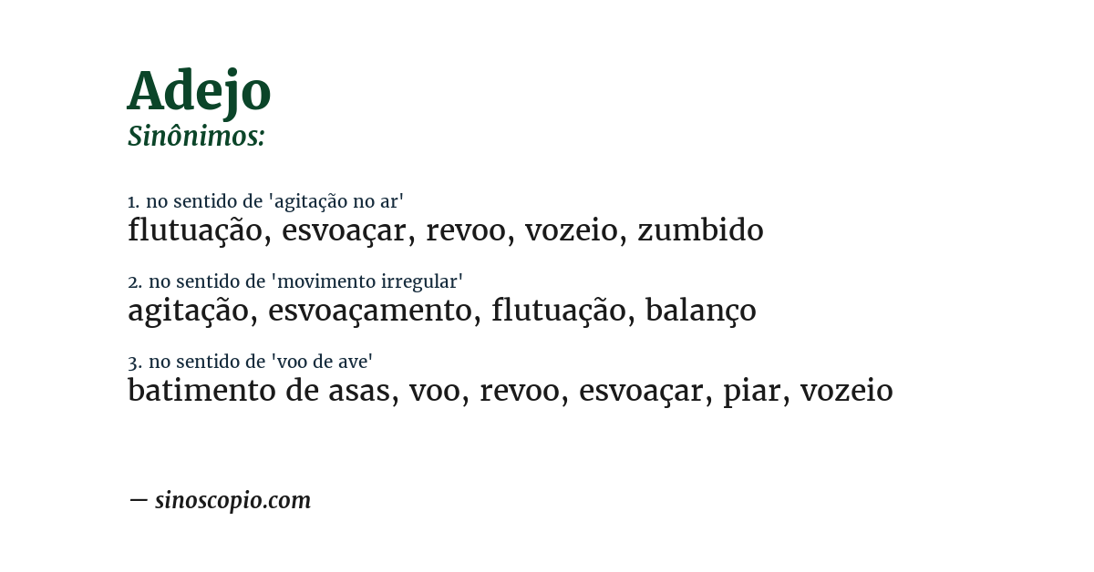 Sinônimo de adejo
