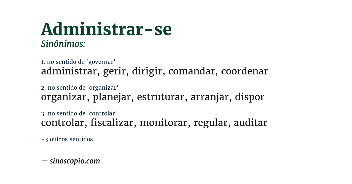 Sinônimo de administrar-se