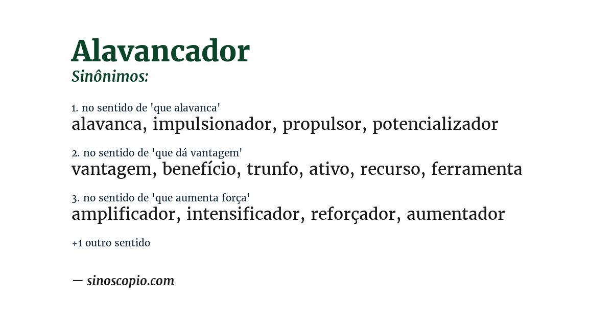 Sinônimo de alavancador