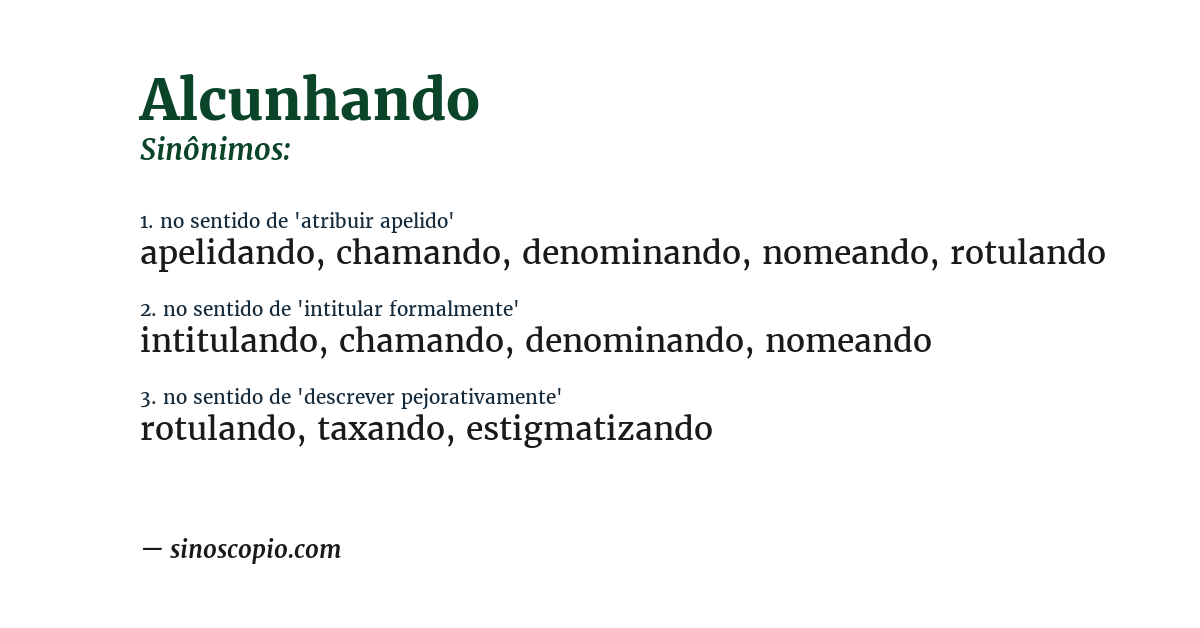 Sinônimo de alcunhando