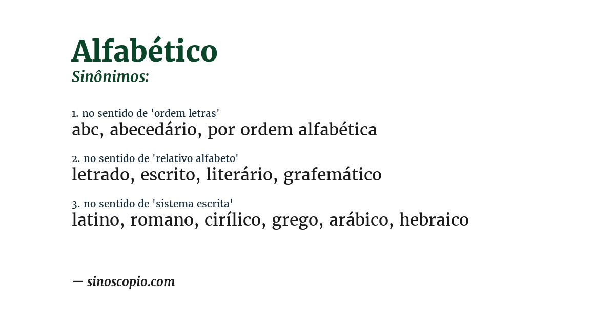 Sinônimo de alfabético