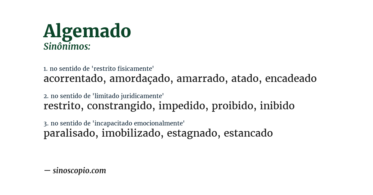Sinônimo de algemado