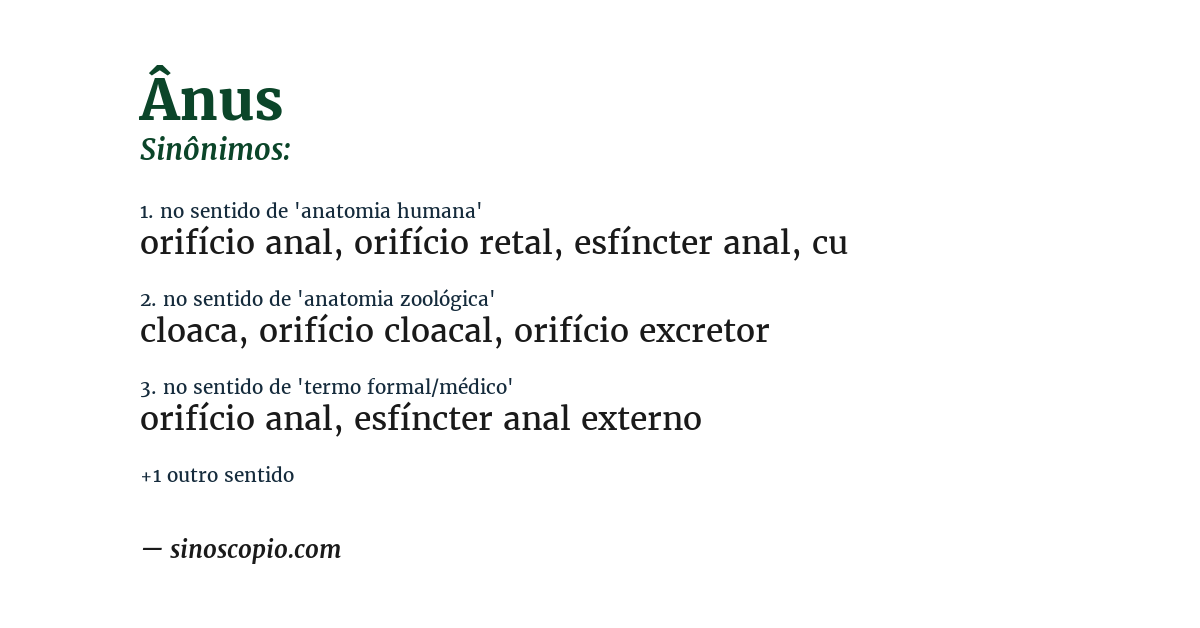 Sinônimo de ânus