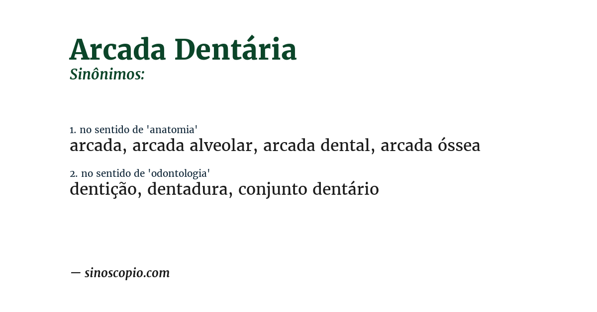 Sinônimo de arcada dentária
