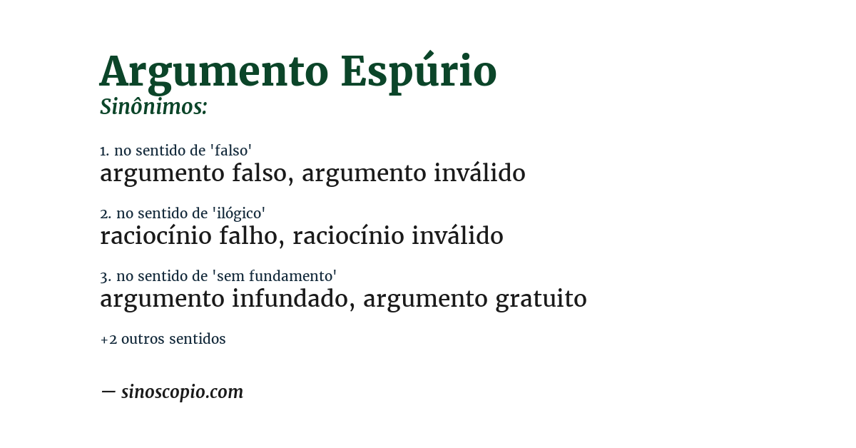 Sinônimo de argumento espúrio