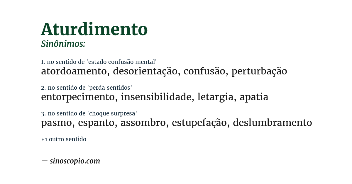 Sinônimo de aturdimento