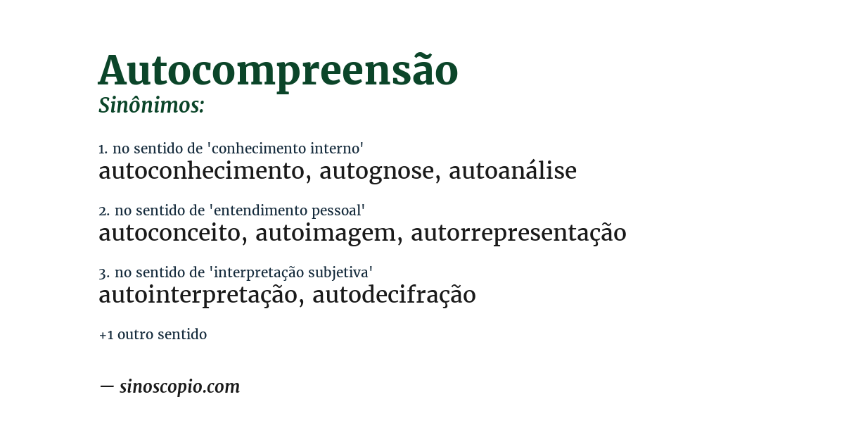 Sinônimo de autocompreensão
