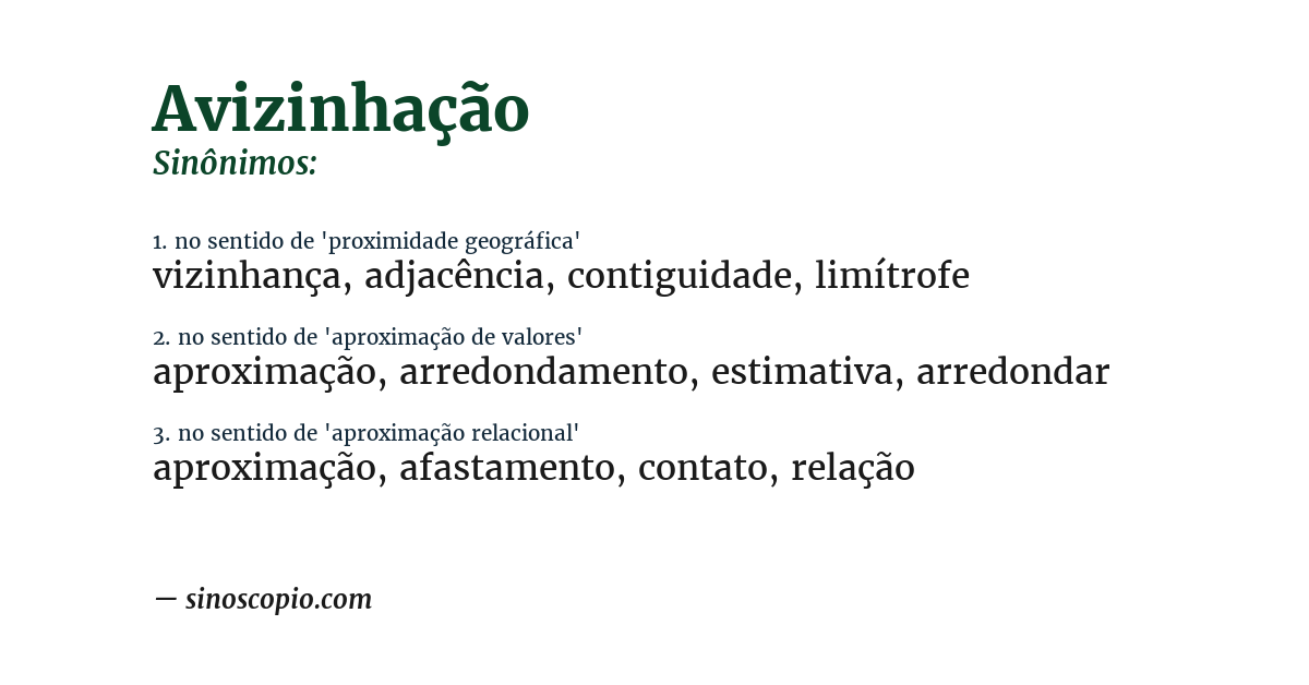 Sinônimo de avizinhação
